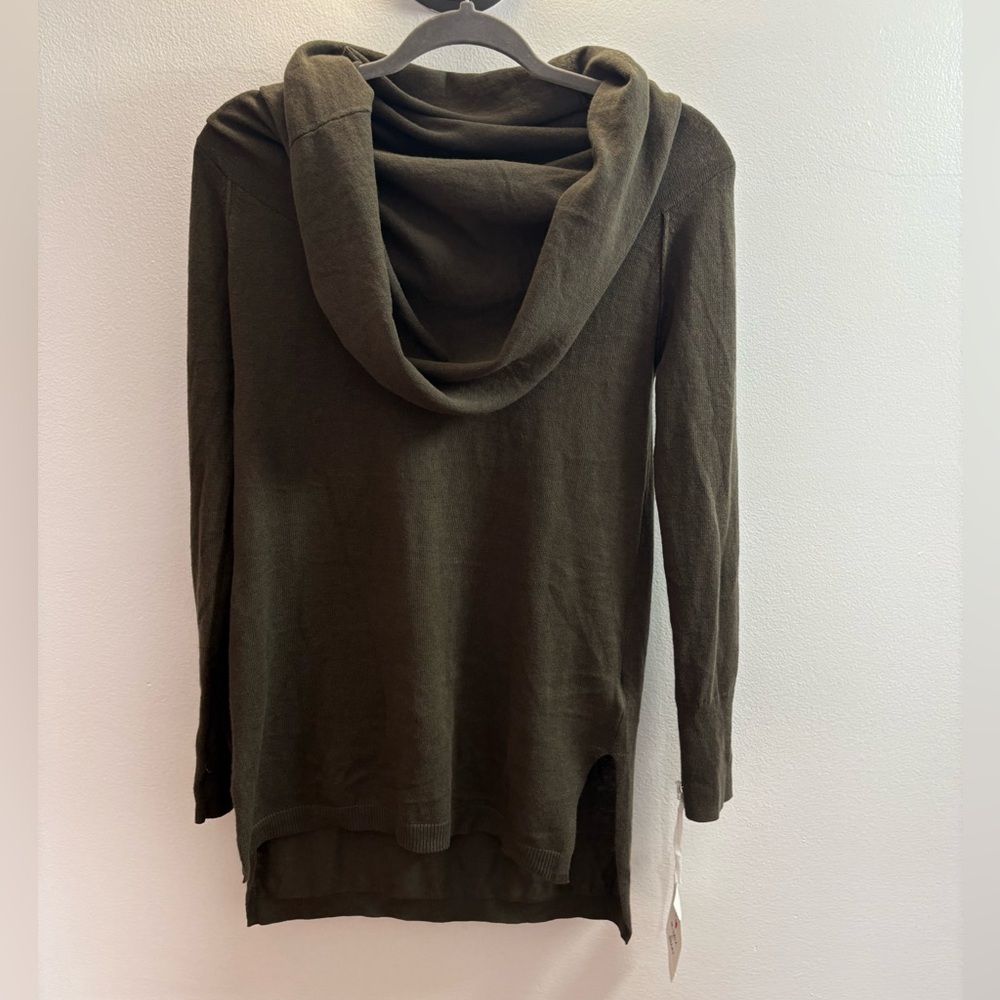 Wearing Your Heart On Your Sleeve Olive Green Cowl Neck Tunic Sweater XS